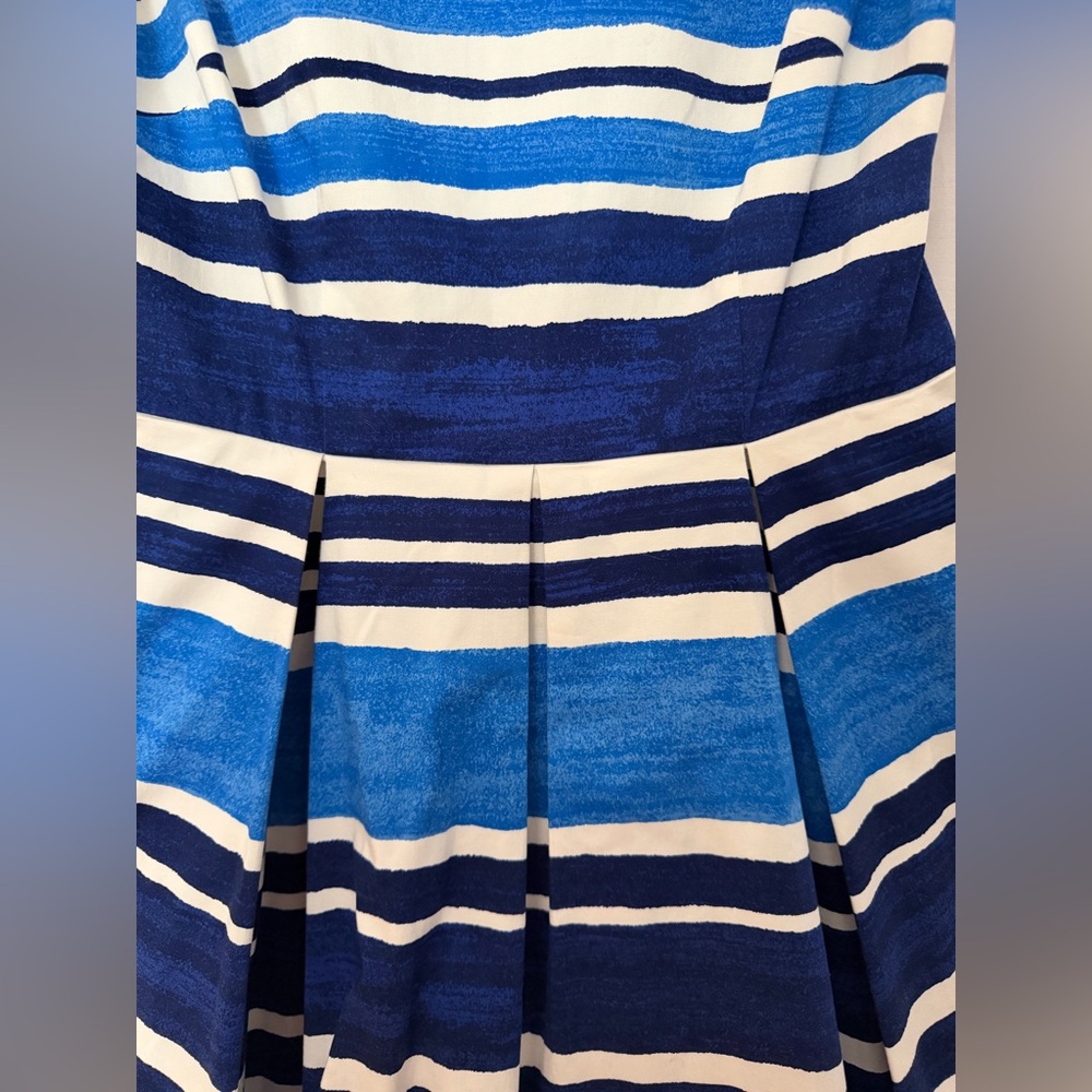 Kate Spade New York “Mariella” Striped Dress with Pleated Flare Skirt - Blue - 4 - Picture 8 of 16